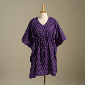 Purple Pochampally Ikat Weave Cotton Kaftan (Medium)