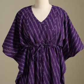 Purple Pochampally Ikat Weave Cotton Kaftan (Medium)