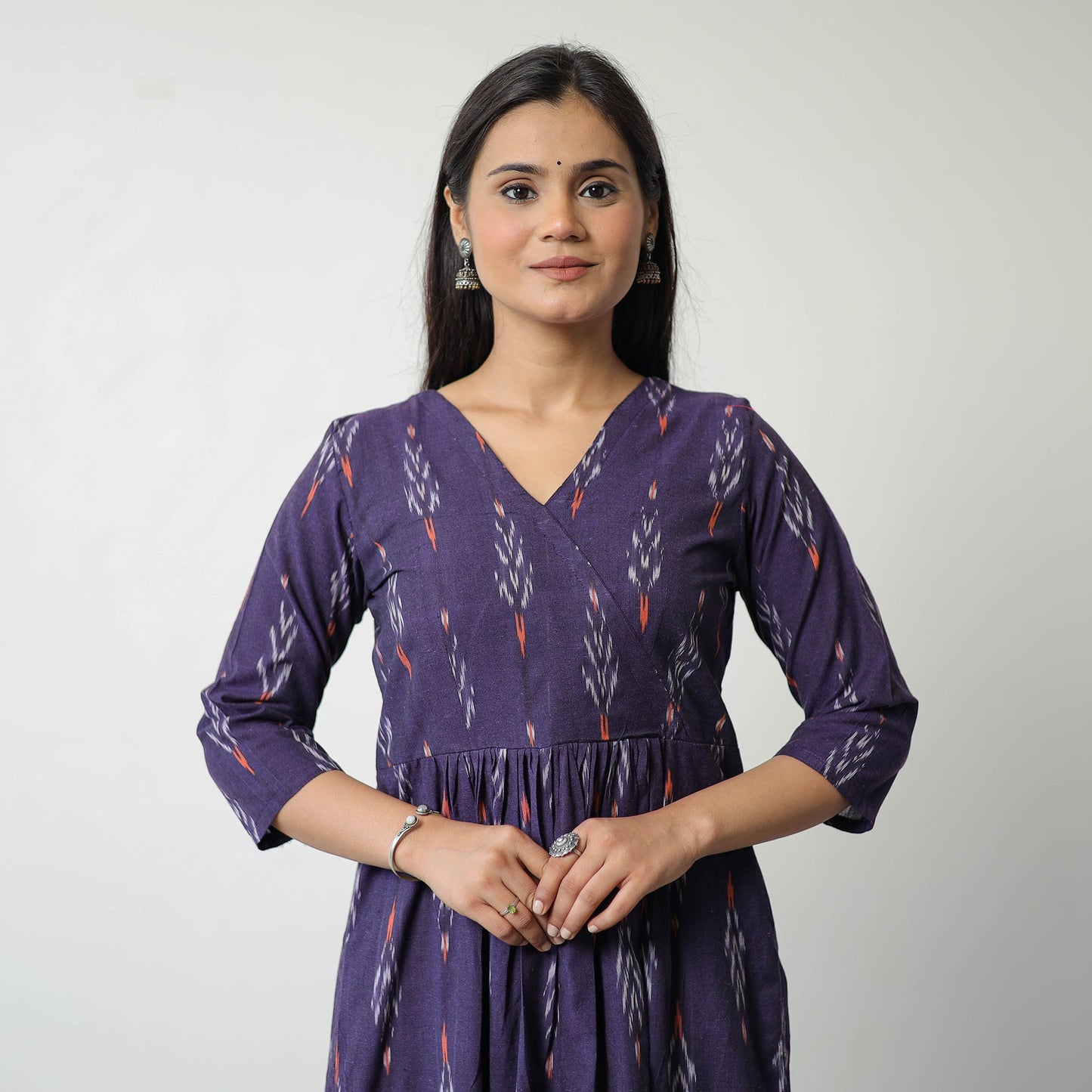 Buy Pochampally Ikat Weave Cotton A-Line Kurta 09 Online at iTokri.Com
