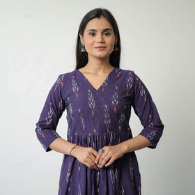 Buy Pochampally Ikat Weave Cotton A-Line Kurta 09 Online at iTokri.Com