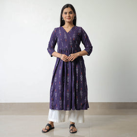 Buy Pochampally Ikat Weave Cotton A-Line Kurta 09 Online at iTokri.Com