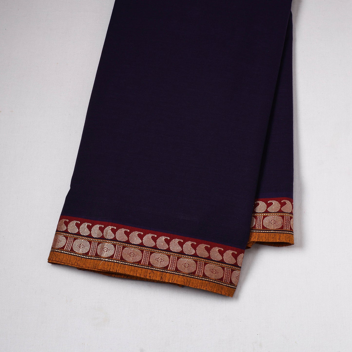 Purple - prewashed cotton thread border dharwad fabric 05