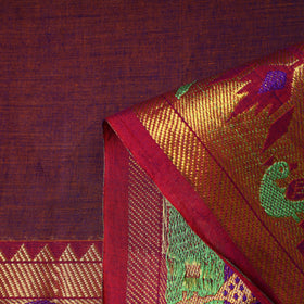 Purple - Prewashed Dharwad Mercerised Cotton Zari Border Fabric 23