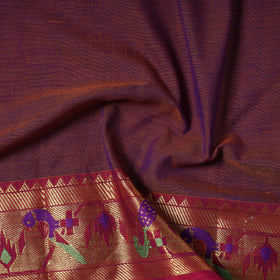 Purple - Prewashed Dharwad Mercerised Cotton Zari Border Fabric 23