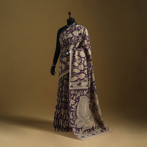 Printed cotton kalamkari saree 12 - handcrafted
