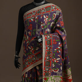 Printed cotton kalamkari saree 12 - handcrafted