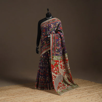 Printed cotton kalamkari saree 12 - handcrafted
