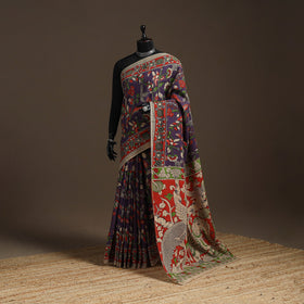 Printed cotton kalamkari saree 12 - handcrafted
