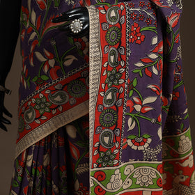 Printed cotton kalamkari saree 12 - handcrafted