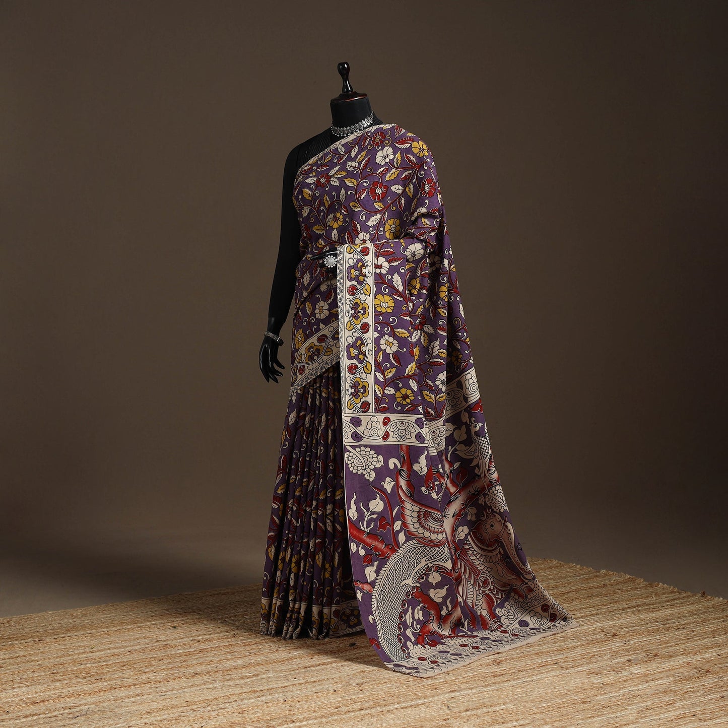 Printed cotton kalamkari saree 26 - handcrafted