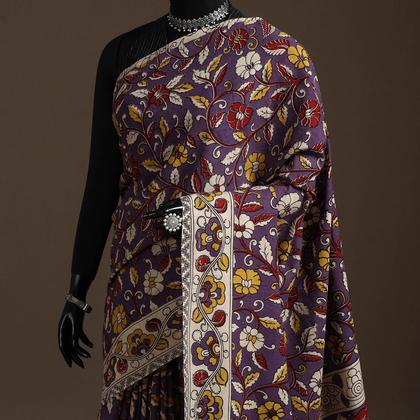 Printed cotton kalamkari saree 26 - handcrafted