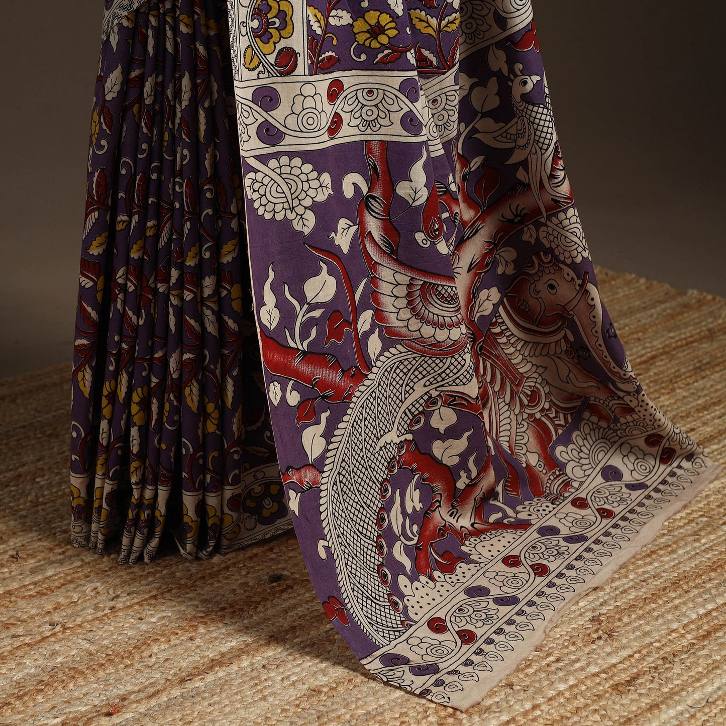 Printed cotton kalamkari saree 26 - handcrafted