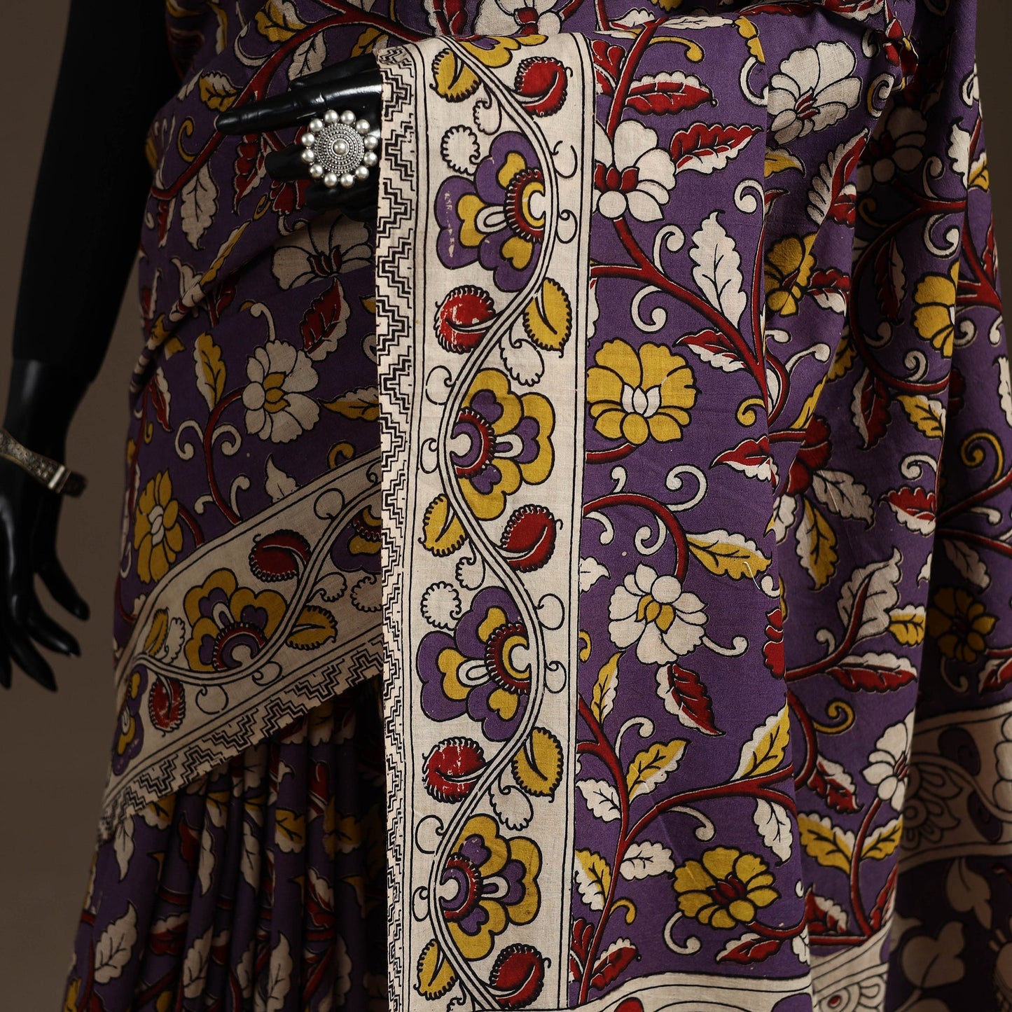 Printed cotton kalamkari saree 26 - handcrafted