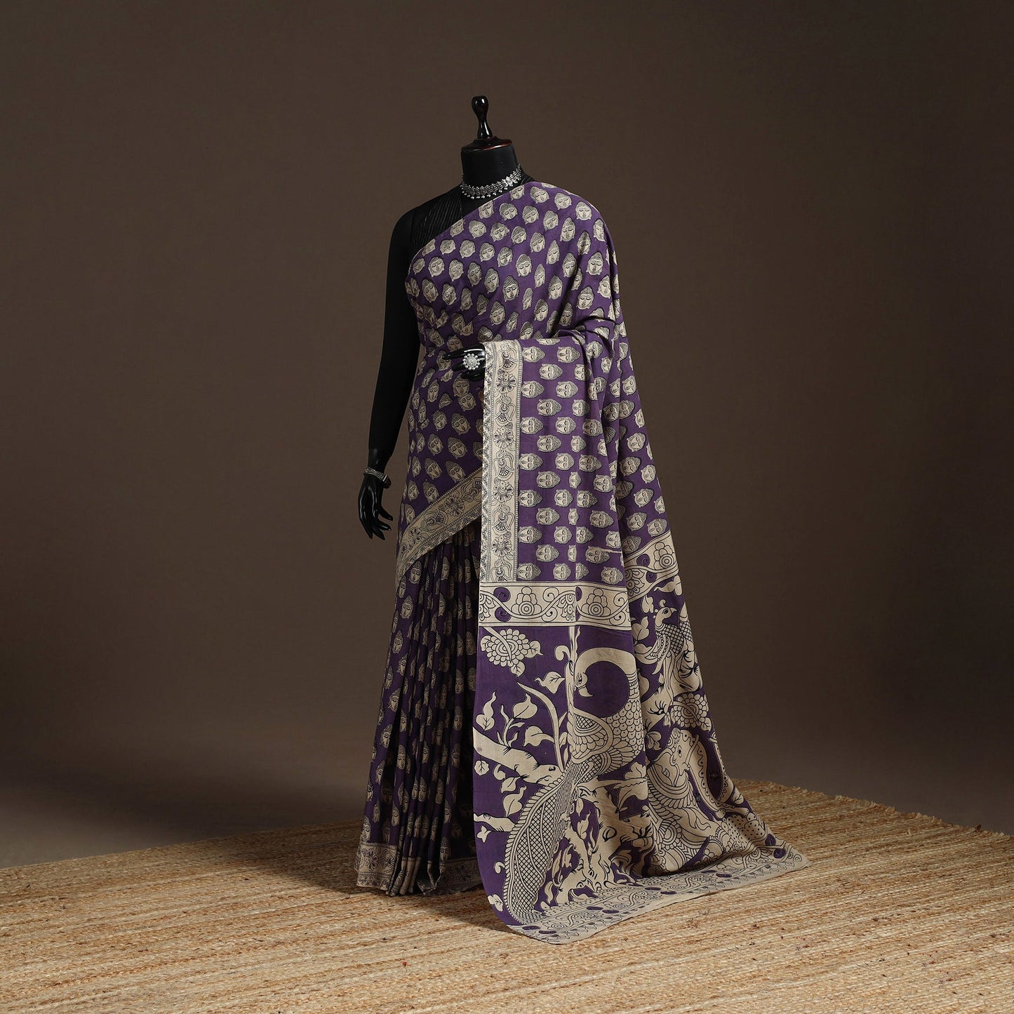 Printed cotton kalamkari saree 33 - handcrafted