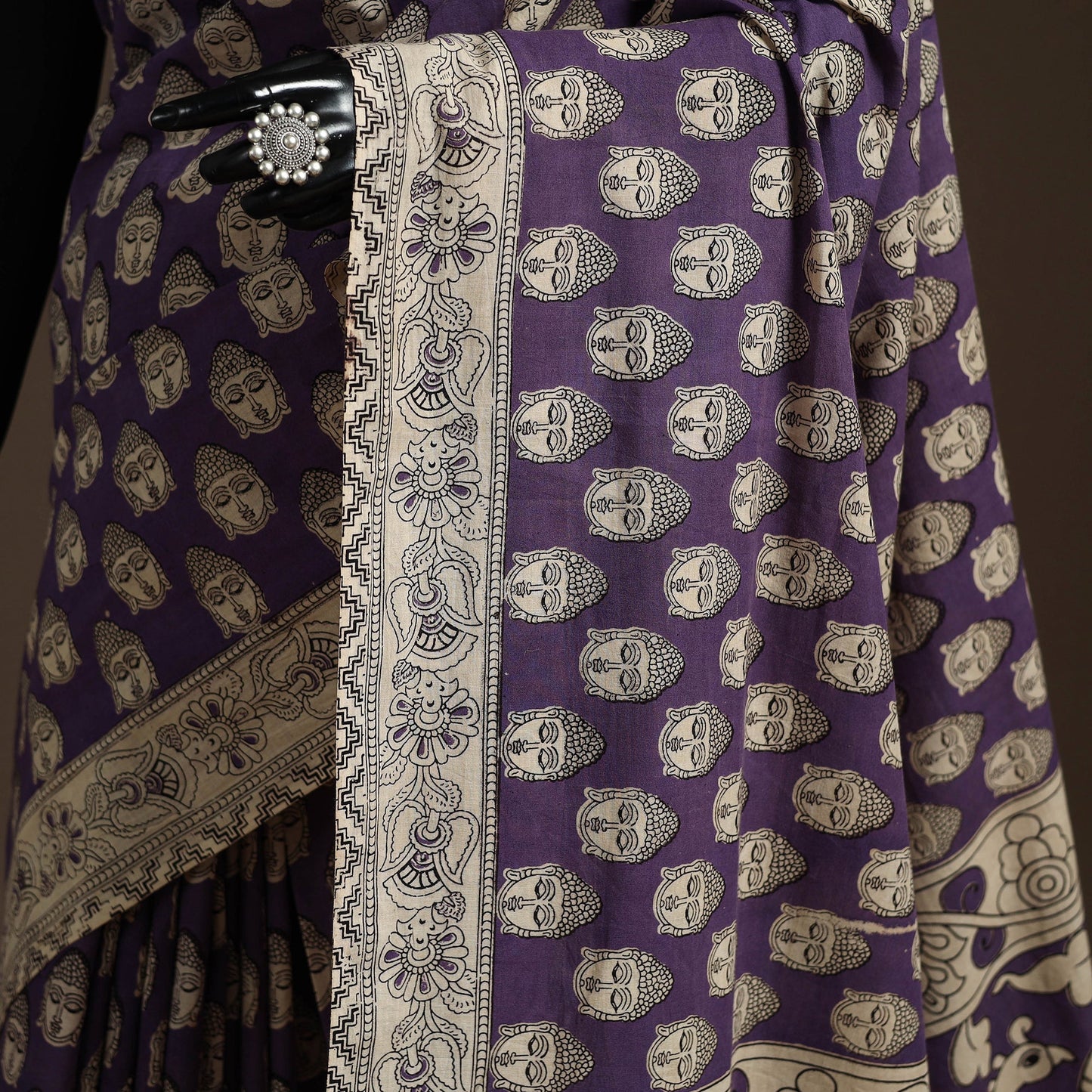 Printed cotton kalamkari saree 33 - handcrafted