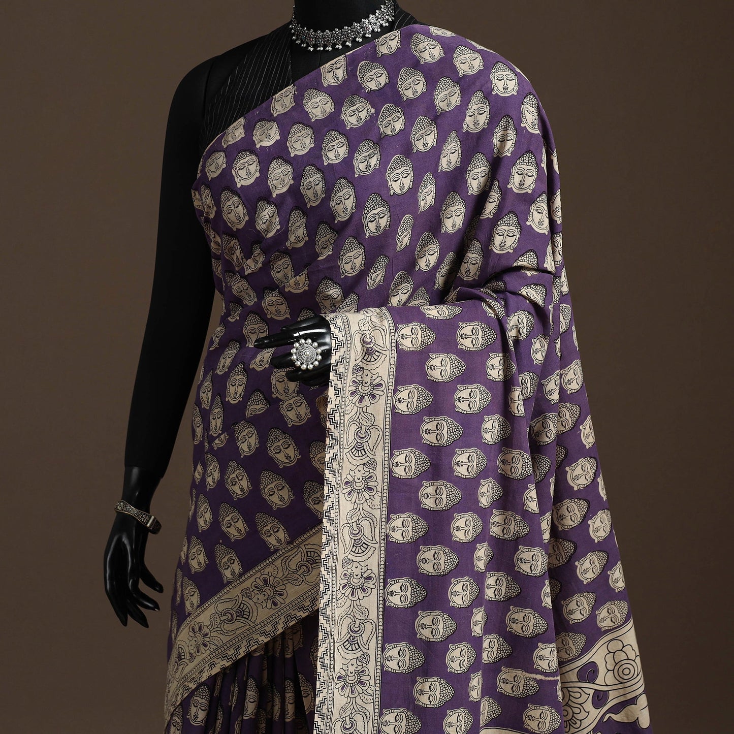 Printed cotton kalamkari saree 33 - handcrafted