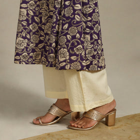 Purple Printed Cotton A-Line Kalamkari Kurta