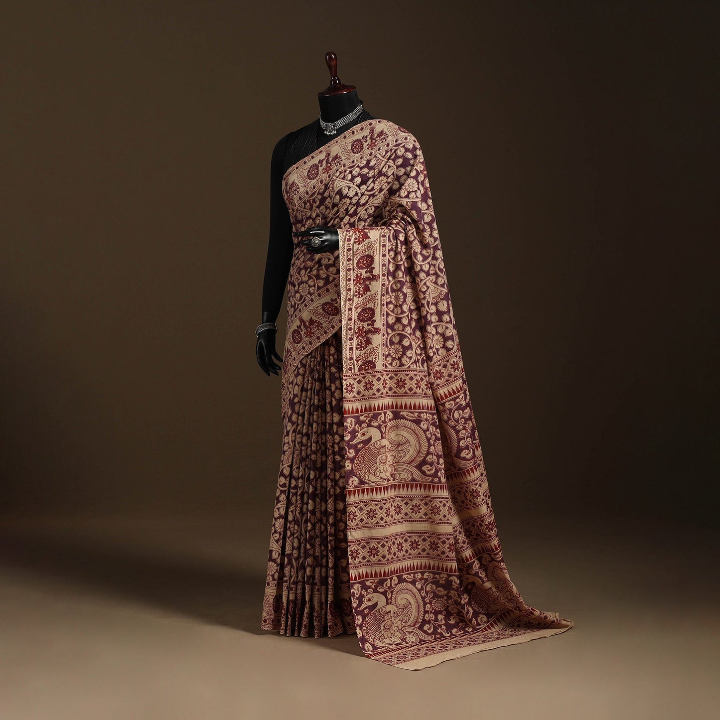 Purple - printed cotton nellore kalamkari saree 10