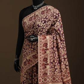 Purple - printed cotton nellore kalamkari saree 10