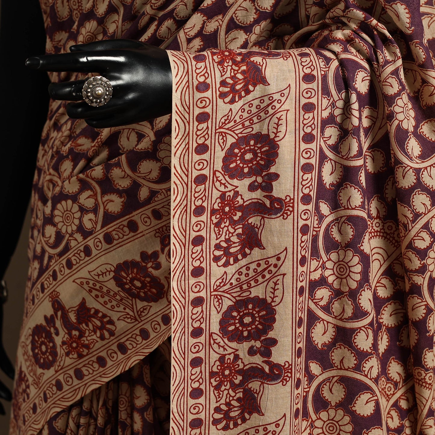 Purple - printed cotton nellore kalamkari saree 10