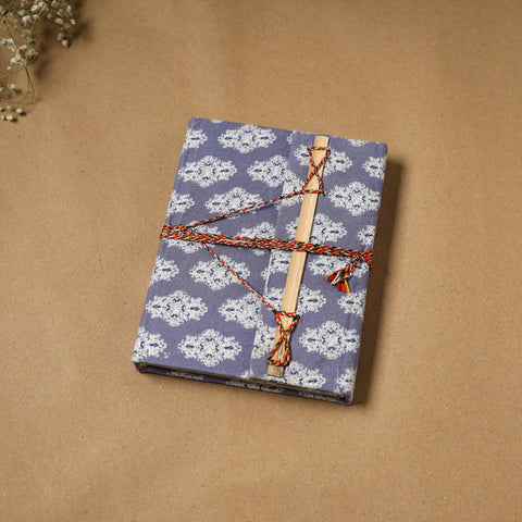 Printed fabric cover handmade paper notebook with thread