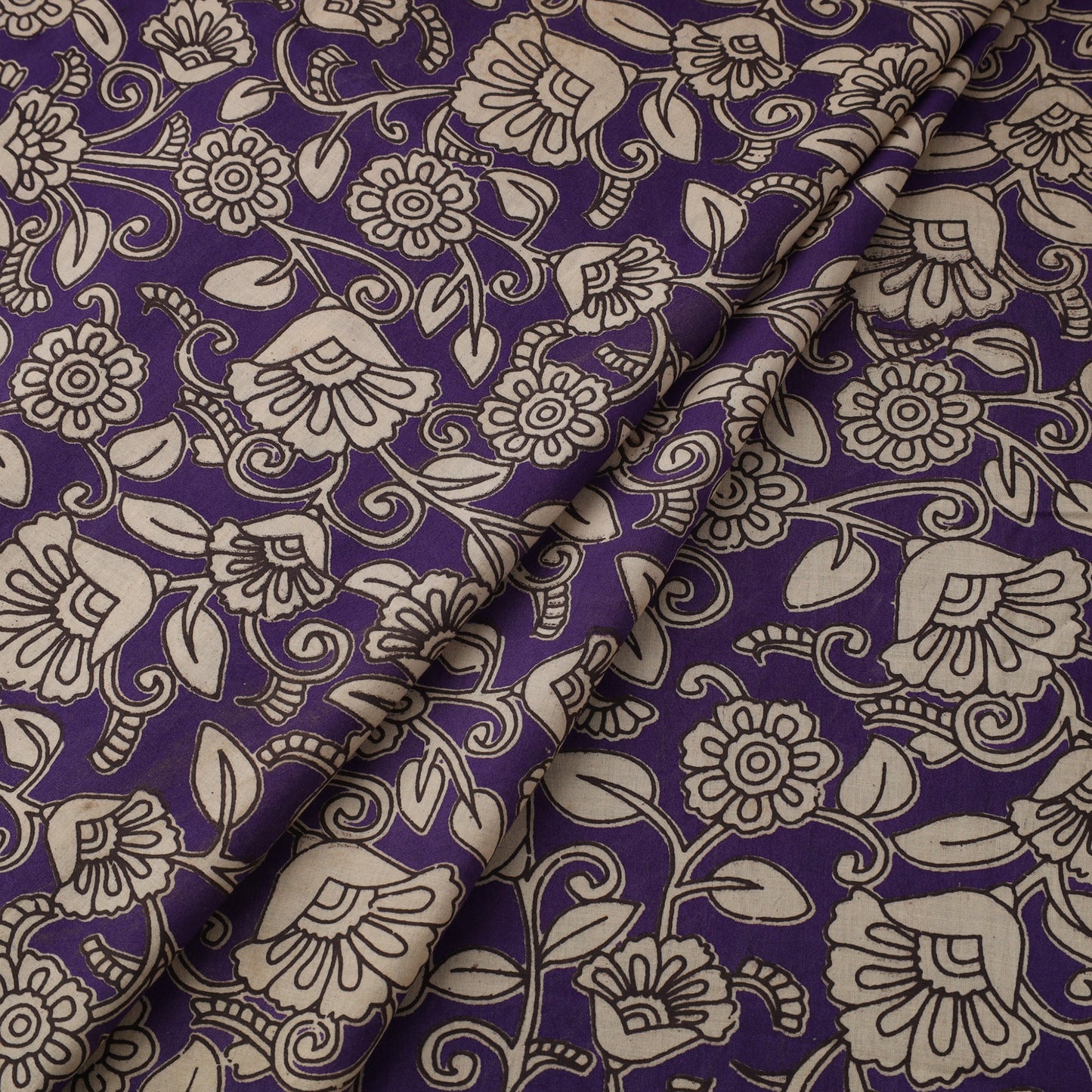 Purple Printed Kalamkari Cotton Fabric