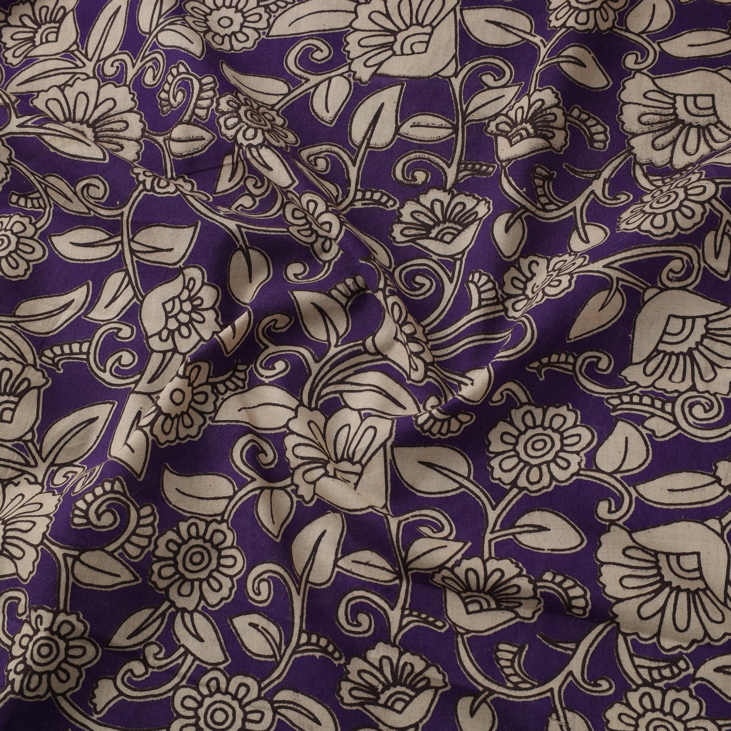 Purple Printed Kalamkari Cotton Fabric
