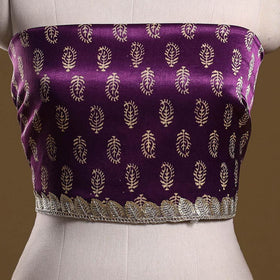 Printed modal silk blouse piece with lace work 19