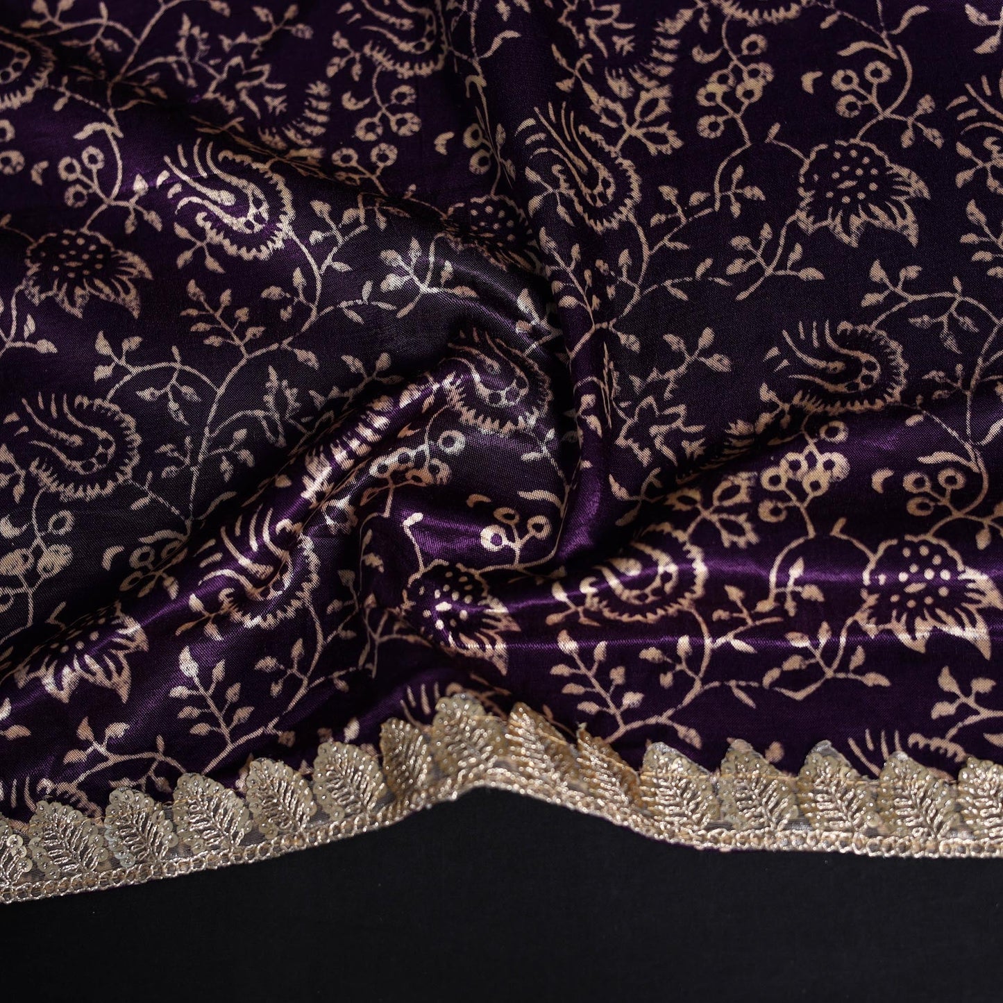 Printed modal silk blouse piece with lace work 21