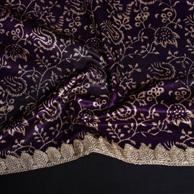 Printed modal silk blouse piece with lace work 21