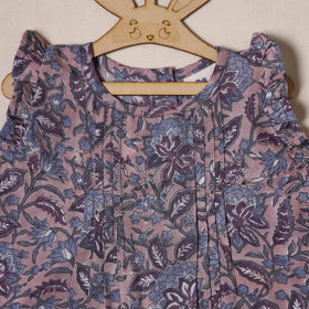 Purple - pure cotton baby girls floral top & shorts (6-12