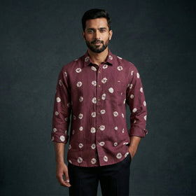 Purple - pure cotton full sleeve tie-dye men shibori shirt