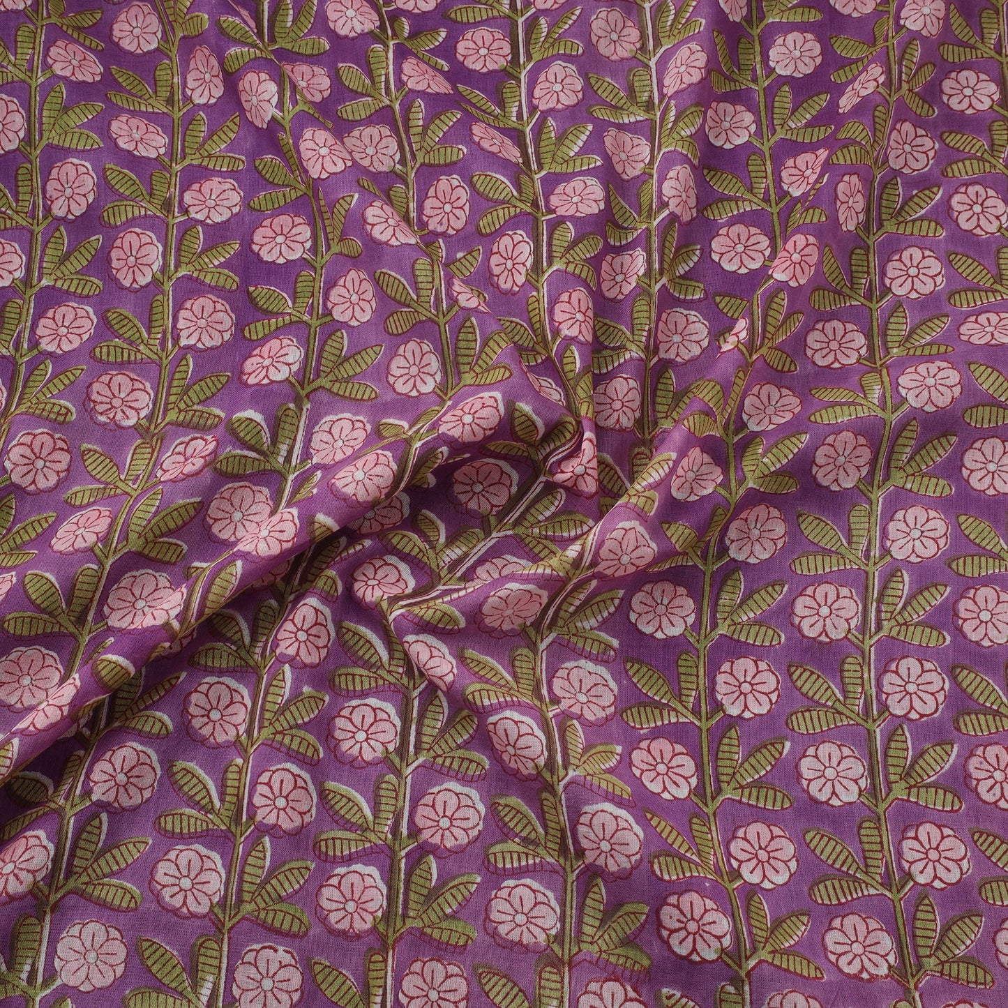 Pure mul cotton hand sanganeri fabric 13 - handcrafted