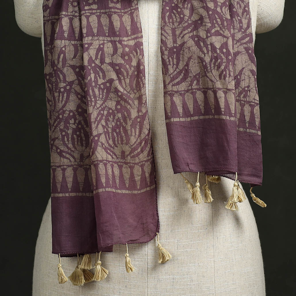 Pure mul cotton kutch hand block batik print stole