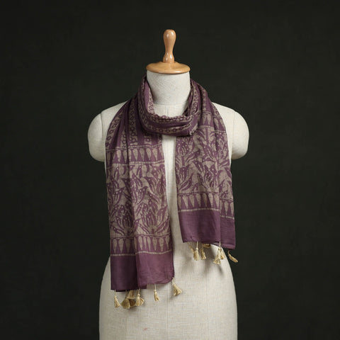 Pure mul cotton kutch hand block batik print stole