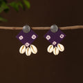 Purple - rahima fabart shell work earrings - handcrafted