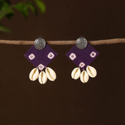 Purple - rahima fabart shell work earrings - handcrafted