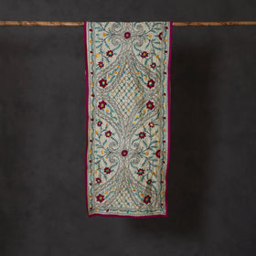Purple - ranihati chanderi silk hand embroidered stole 16