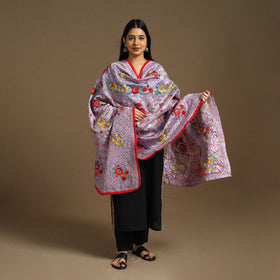 Purple - ranihati chanderi silk hand embroidery dupatta 95