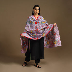 Purple - ranihati chanderi silk hand embroidery dupatta 95