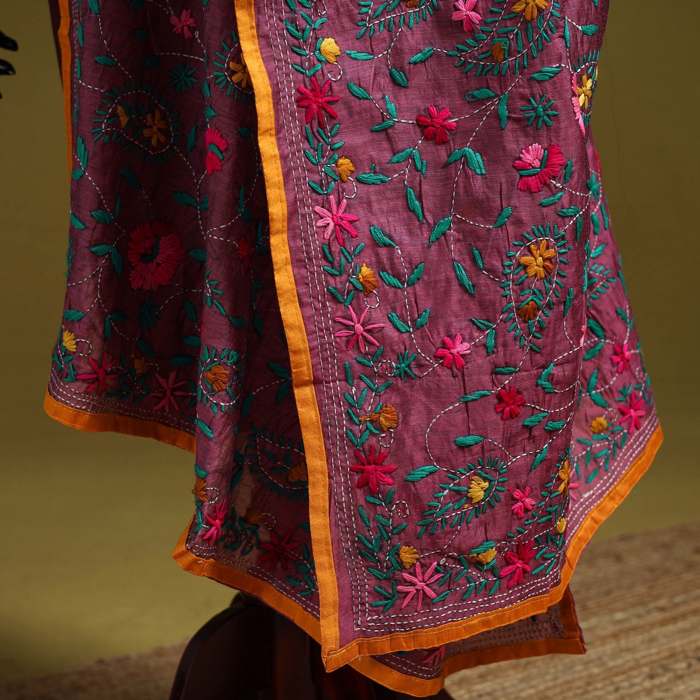 Ranihati chapa work chanderi silk hand embroidery dupatta