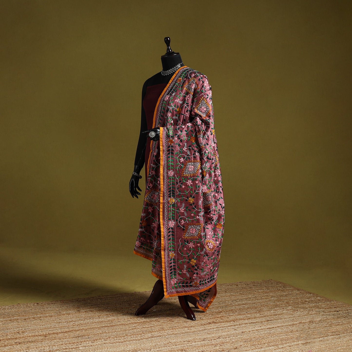 Ranihati chapa work chanderi silk hand embroidery dupatta