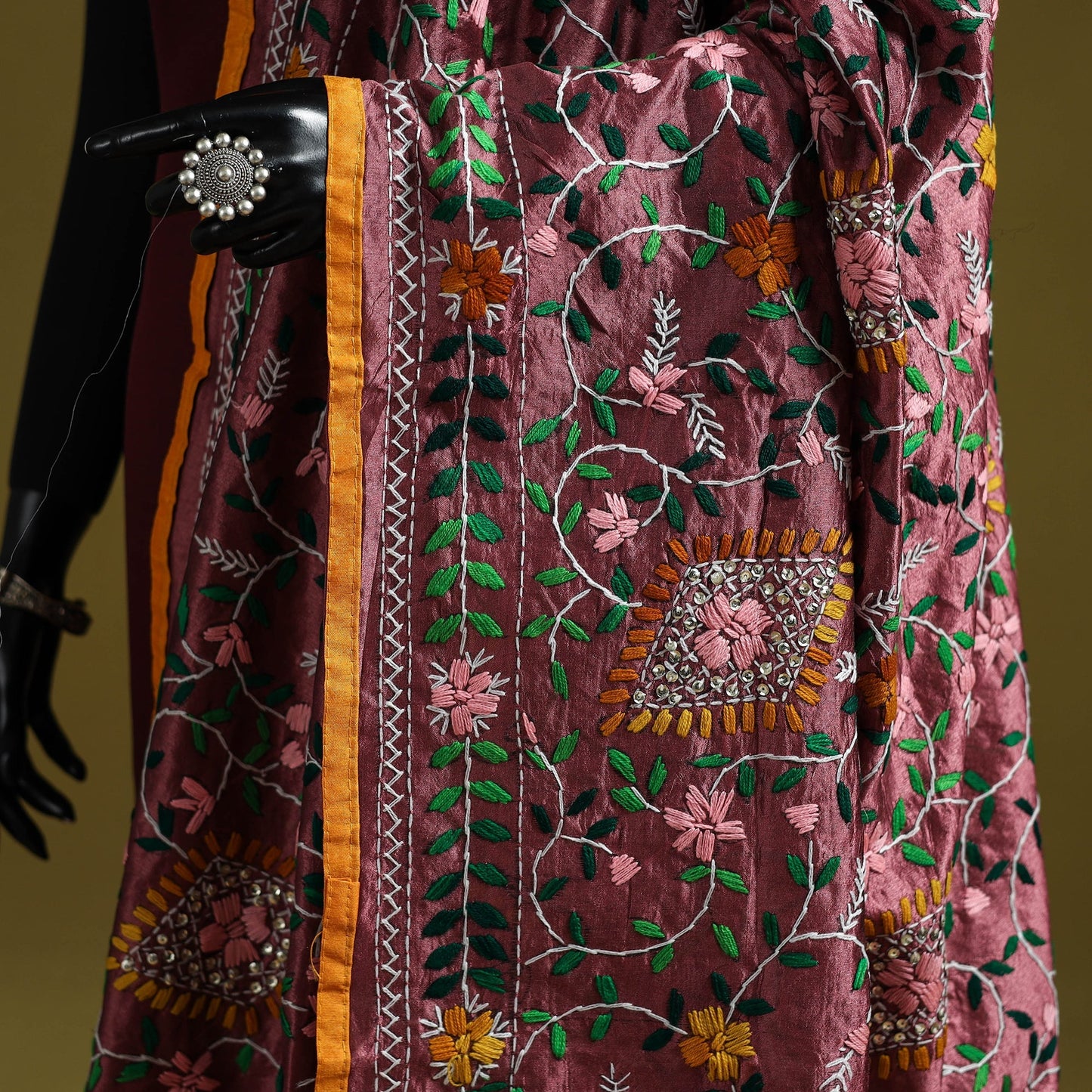 Ranihati chapa work chanderi silk hand embroidery dupatta