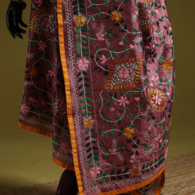 Ranihati chapa work chanderi silk hand embroidery dupatta