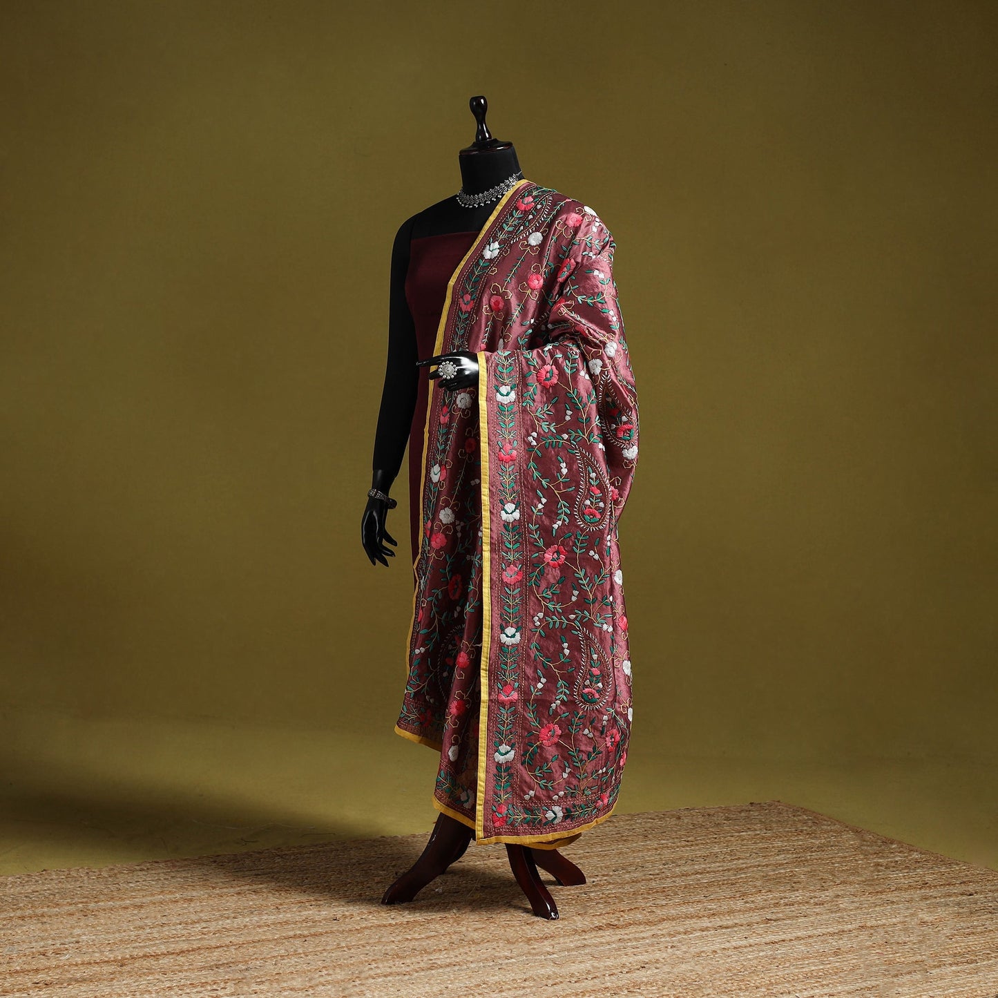 Ranihati chapa work chanderi silk hand embroidery dupatta