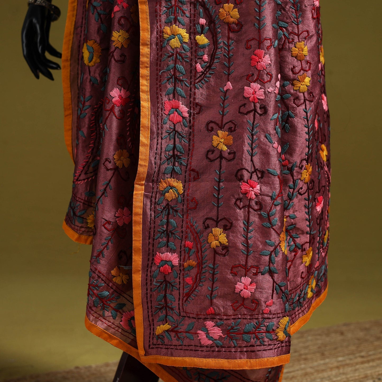 Ranihati chapa work chanderi silk hand embroidery dupatta