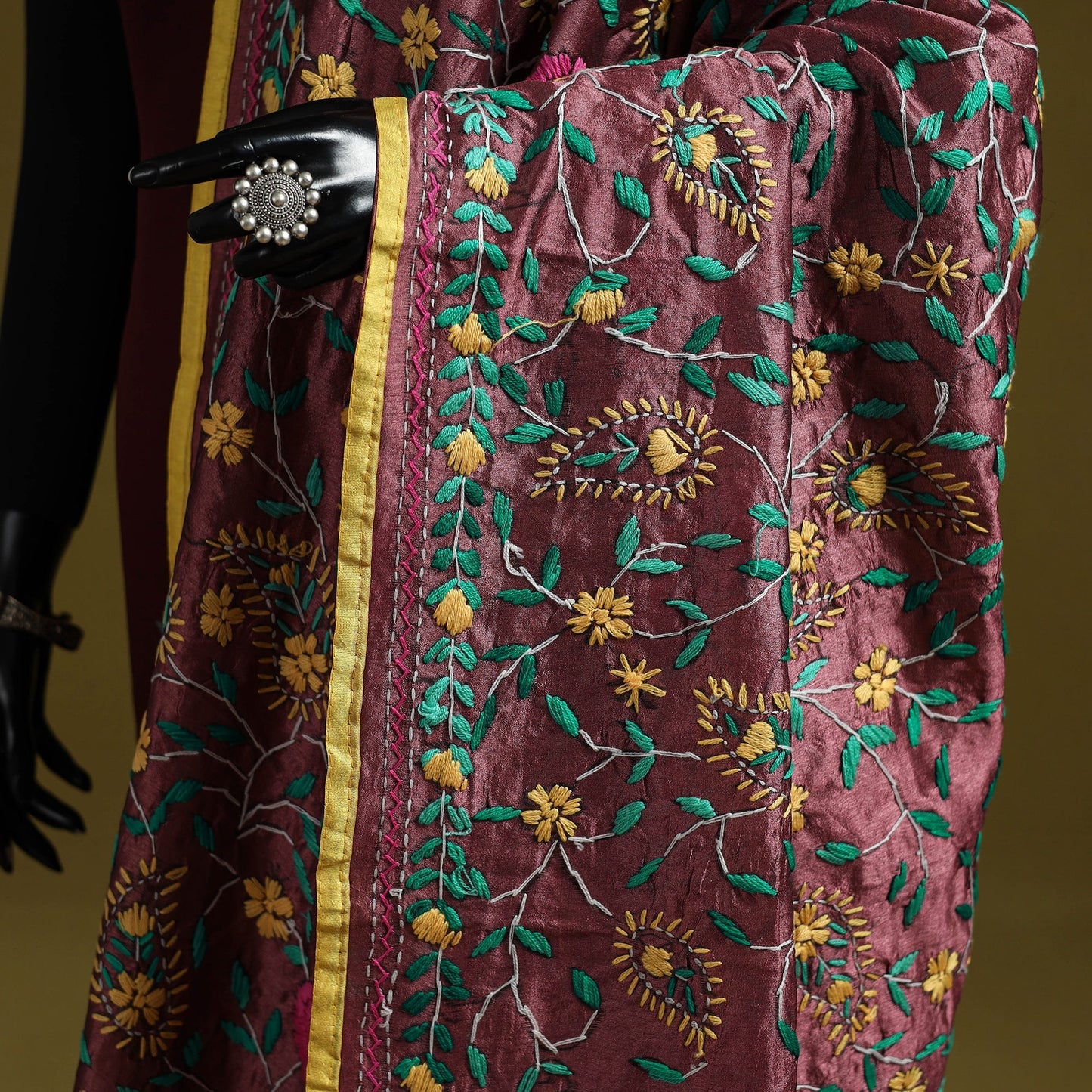 Ranihati chapa work chanderi silk hand embroidery dupatta