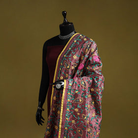 Ranihati chapa work chanderi silk hand embroidery dupatta