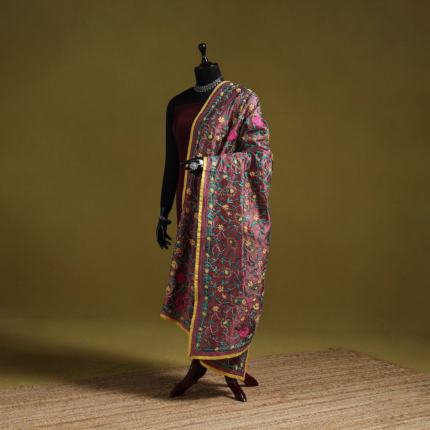 Ranihati chapa work chanderi silk hand embroidery dupatta