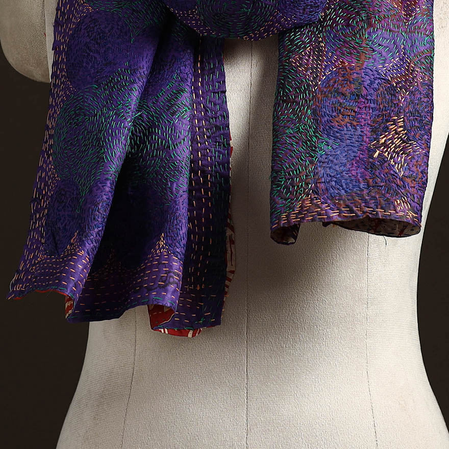 Reversible silk bengal hand kantha stitch stole 110